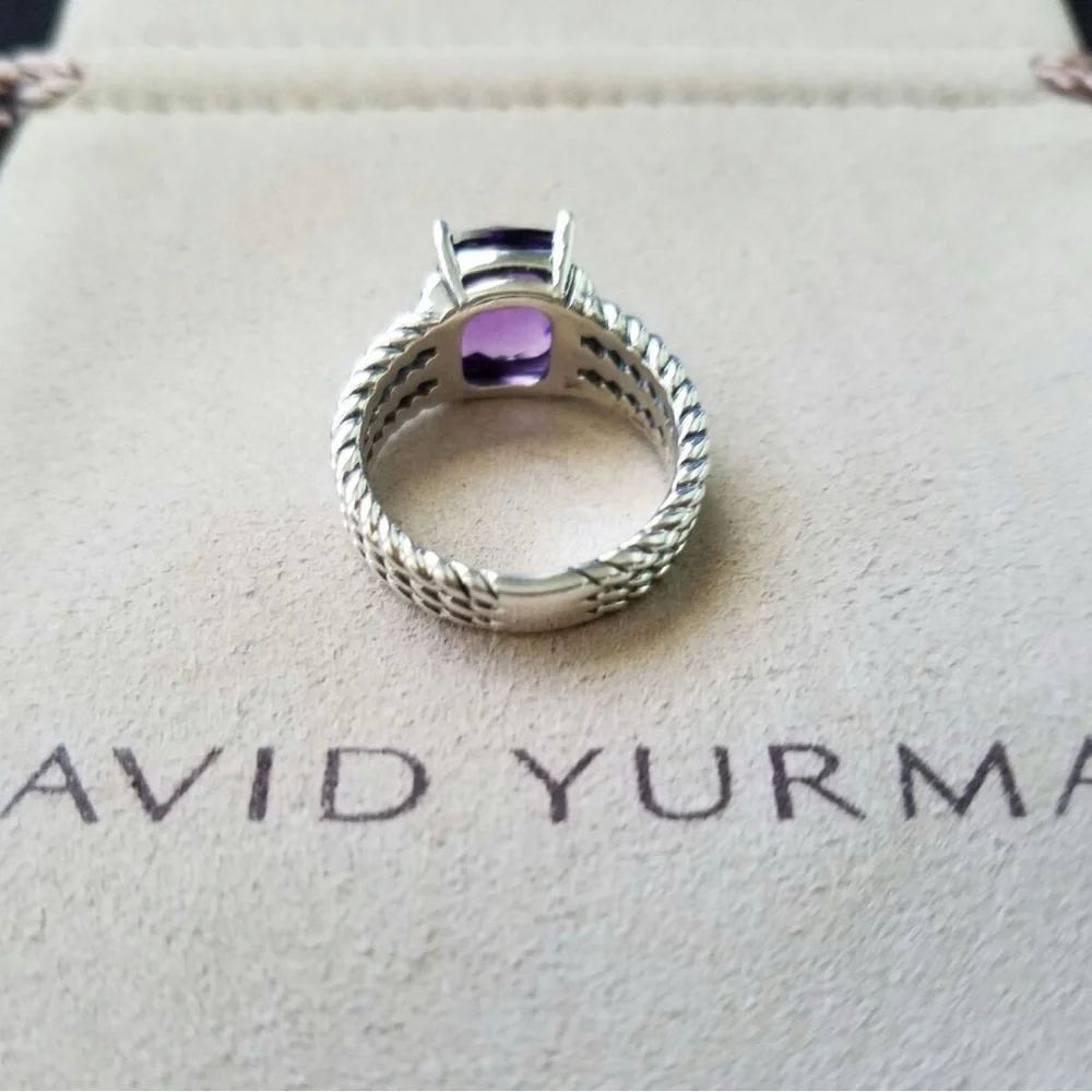 David Yurman Petite Wheaton Ring with Amethyst and white Diamonds - Picture 3 of 5